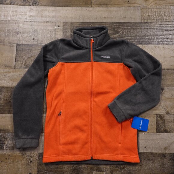 Columbia Steens Mountain 2 Fleece Jacket boys' large (14-16) orange colorblock - Picture 1 of 12